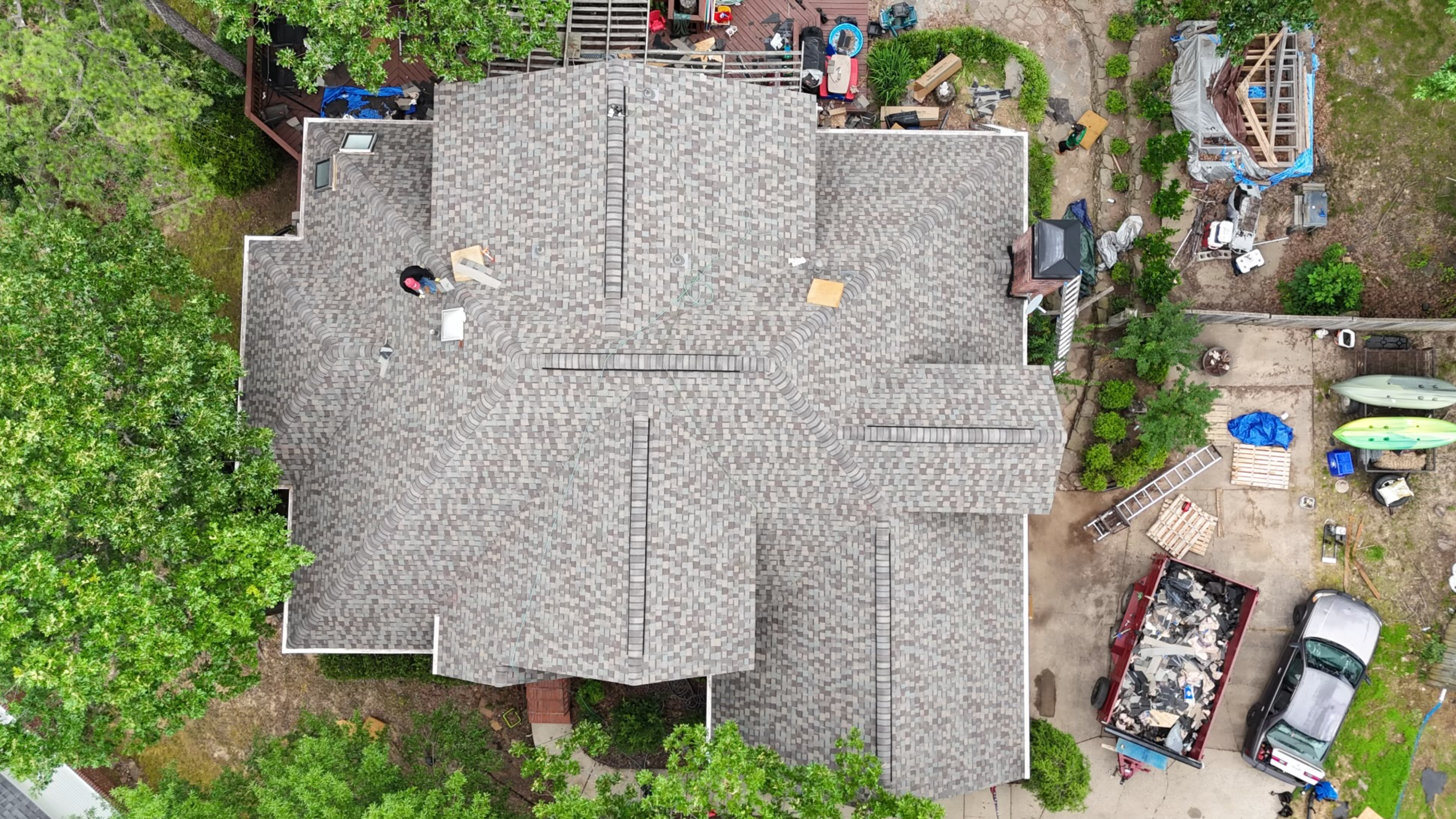 Maumelle, Arkansas Aerial shot of local roof repair done by Astraroof